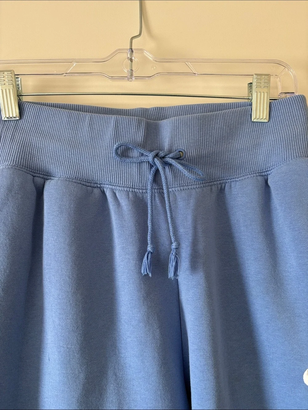 Nike Blue Fleece Jogger Sweatpants Embroidered Swoosh Athleisure Sporty Small